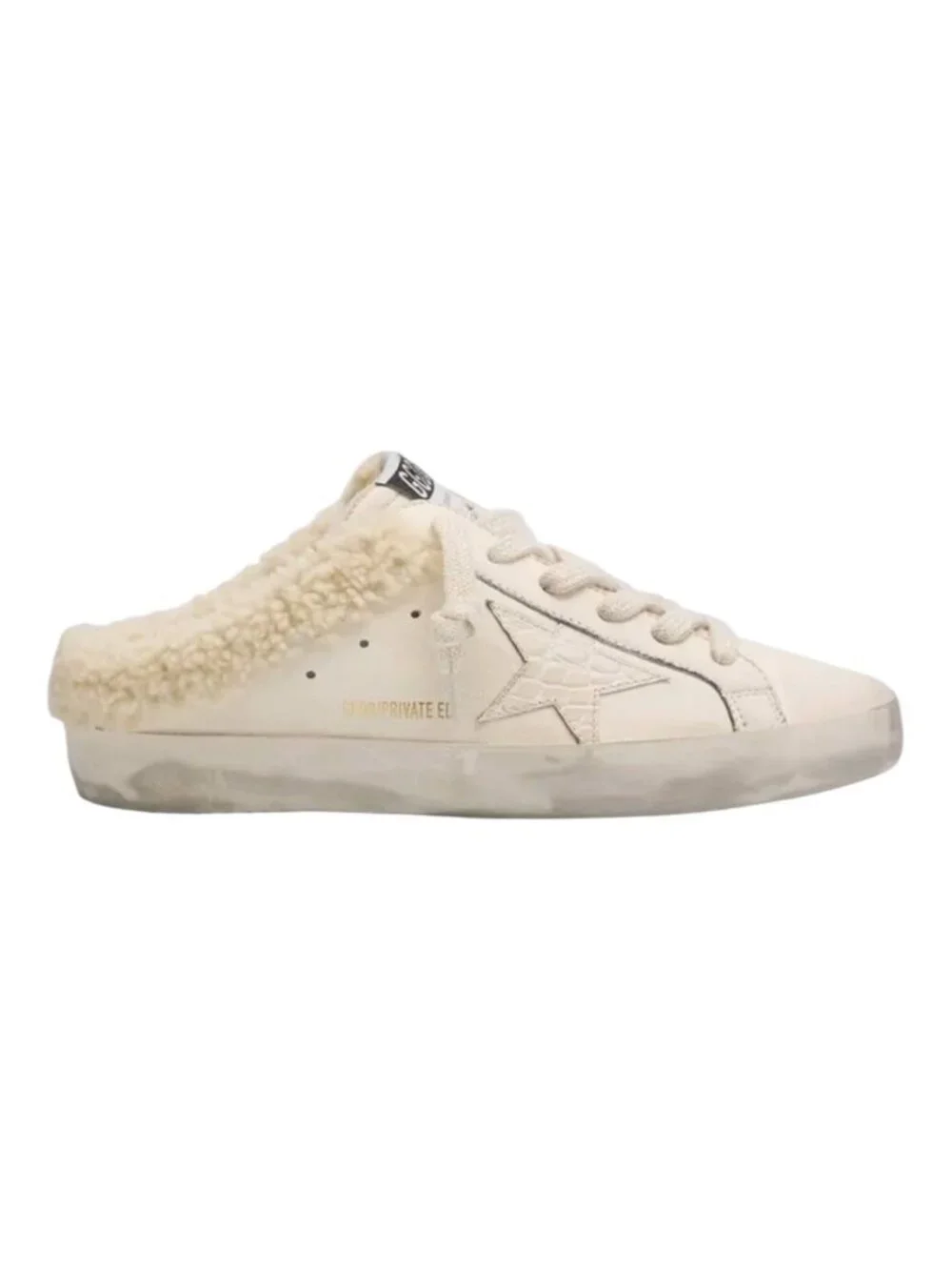 Golden Goose Sneaker Women & Beige Super Star Sabot Leather‎ Lamb Shearling Mule